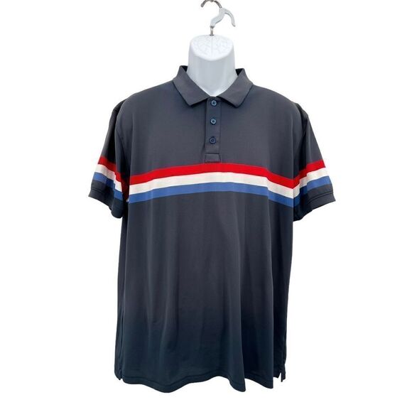 G/Fore Mens Polo Shirt Size Large Liberty Stripe Twilight G4 Golf Short Sleeve - Picture 1 of 12